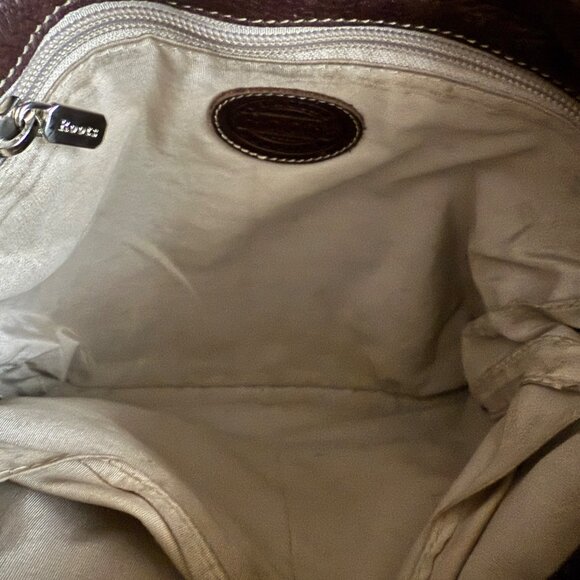 Roots Brown Leather Crossbody Bag With Adjustable Strap Multiple Pockets & Zippe - Picture 5 of 8